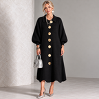 Sara – vestido de poliéster con botones metálicos