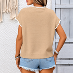 Lady - jersey de punto crochet de manga corta