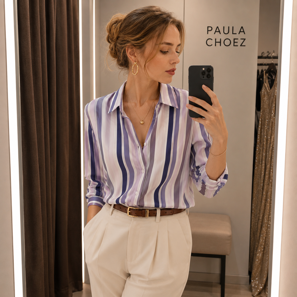 Abril - Blusa de rayas elástica