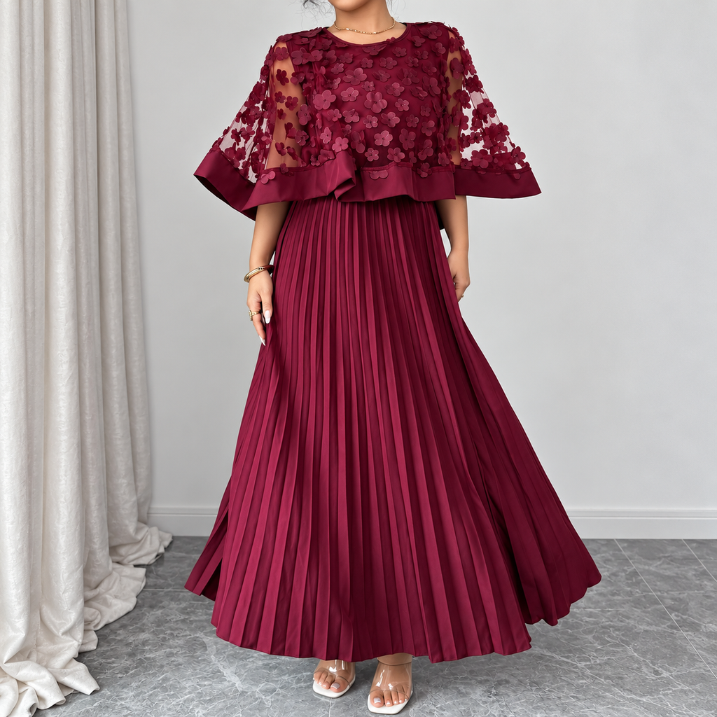 Galia - vestido de poliéster con capa de malla