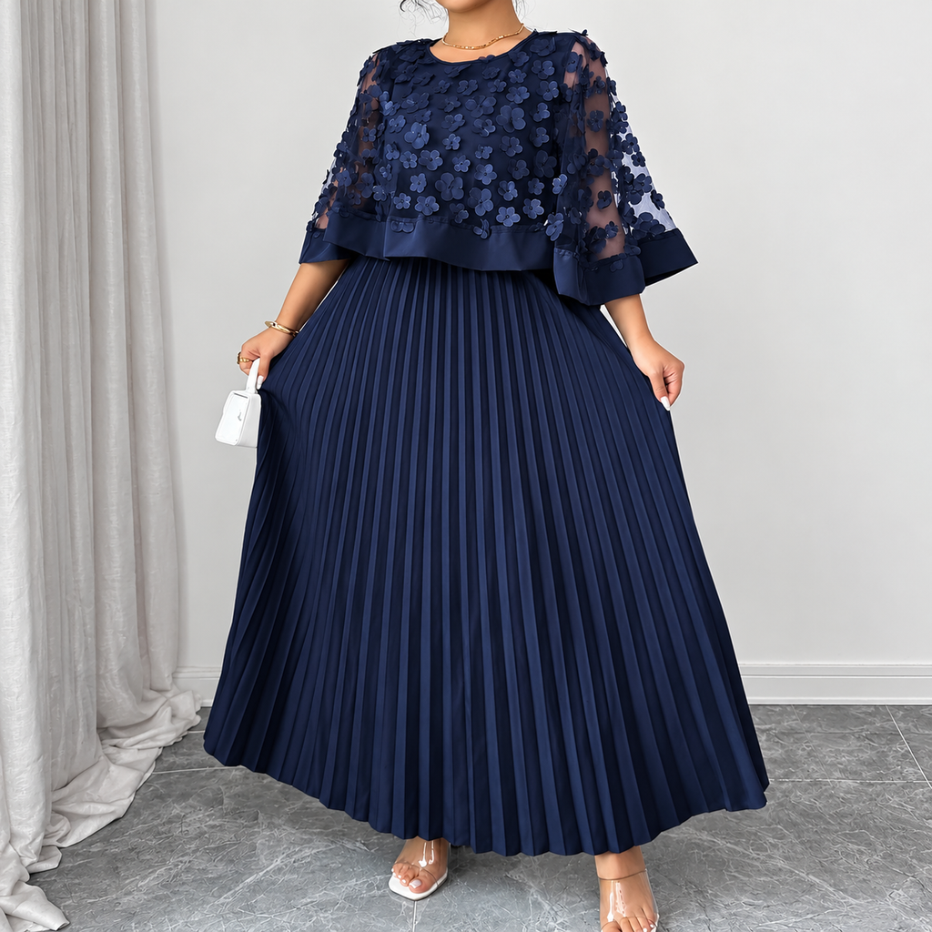 Galia - vestido de poliéster con capa de malla