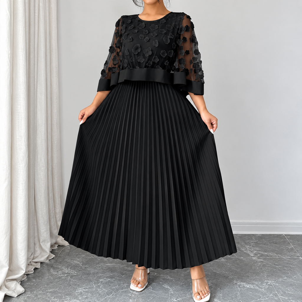 Galia - vestido de poliéster con capa de malla