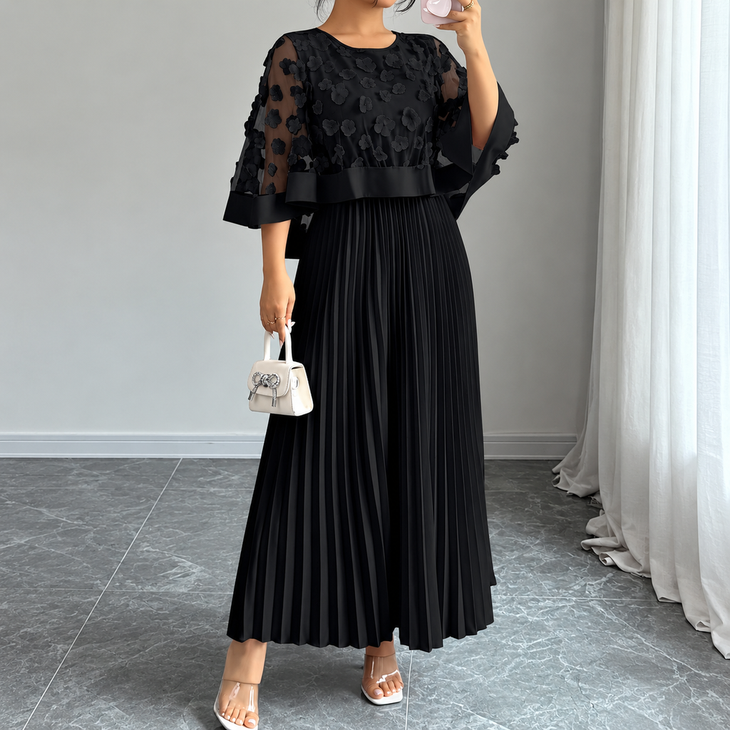 Galia - vestido de poliéster con capa de malla