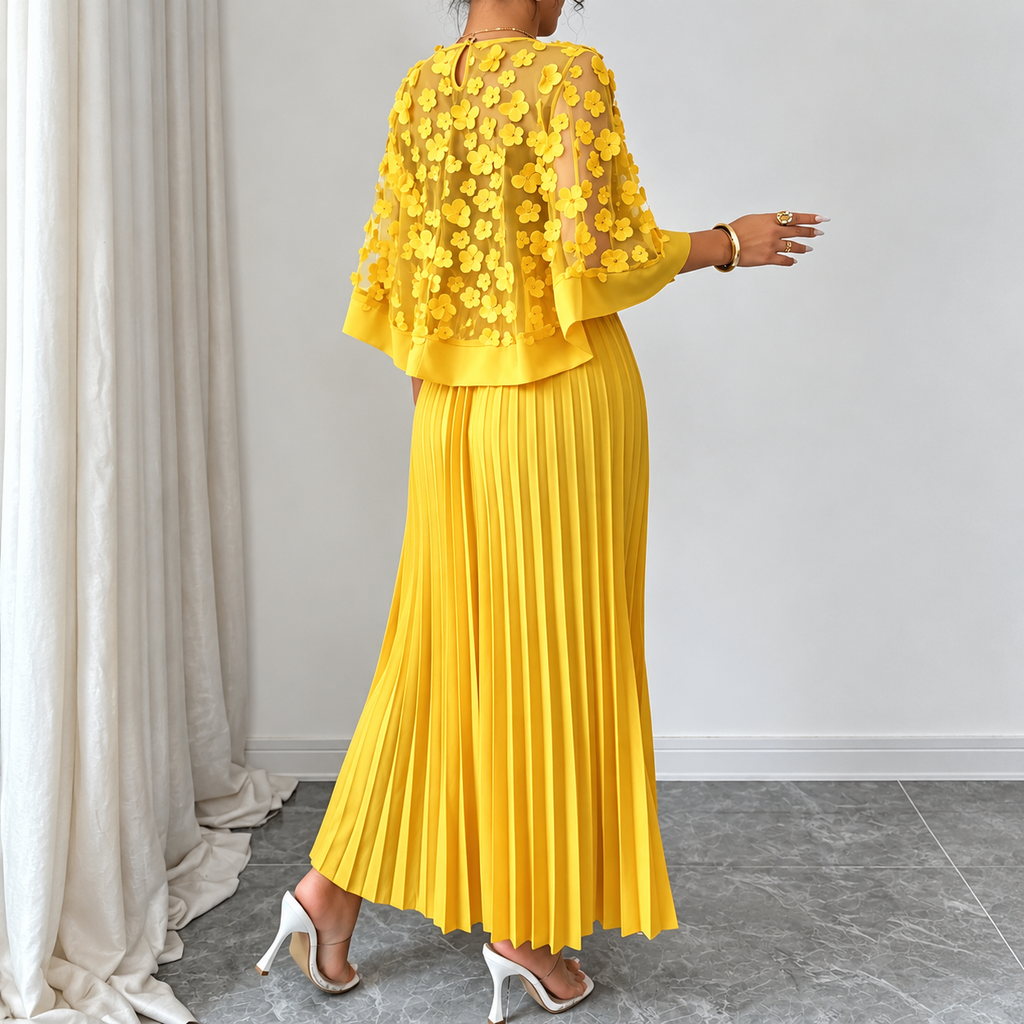 Galia - vestido de poliéster con capa de malla
