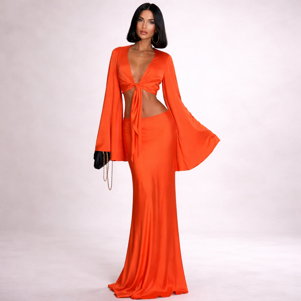 Vega – Conjunto Largo Ajustado Sexy con Escote en V