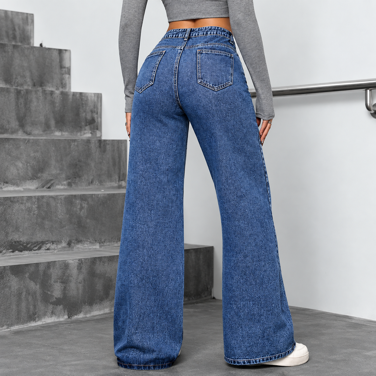 Flori - Pantalón vaquero floral de algodón