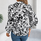 Tania - Blusa floral de poliéster con mangas farol