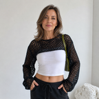 Marla - Blusa de malla ligera con capucha