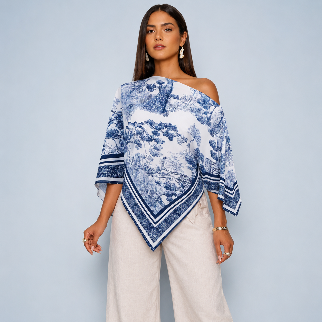 Martina - Blusa de hombros descubiertos con estampado animal