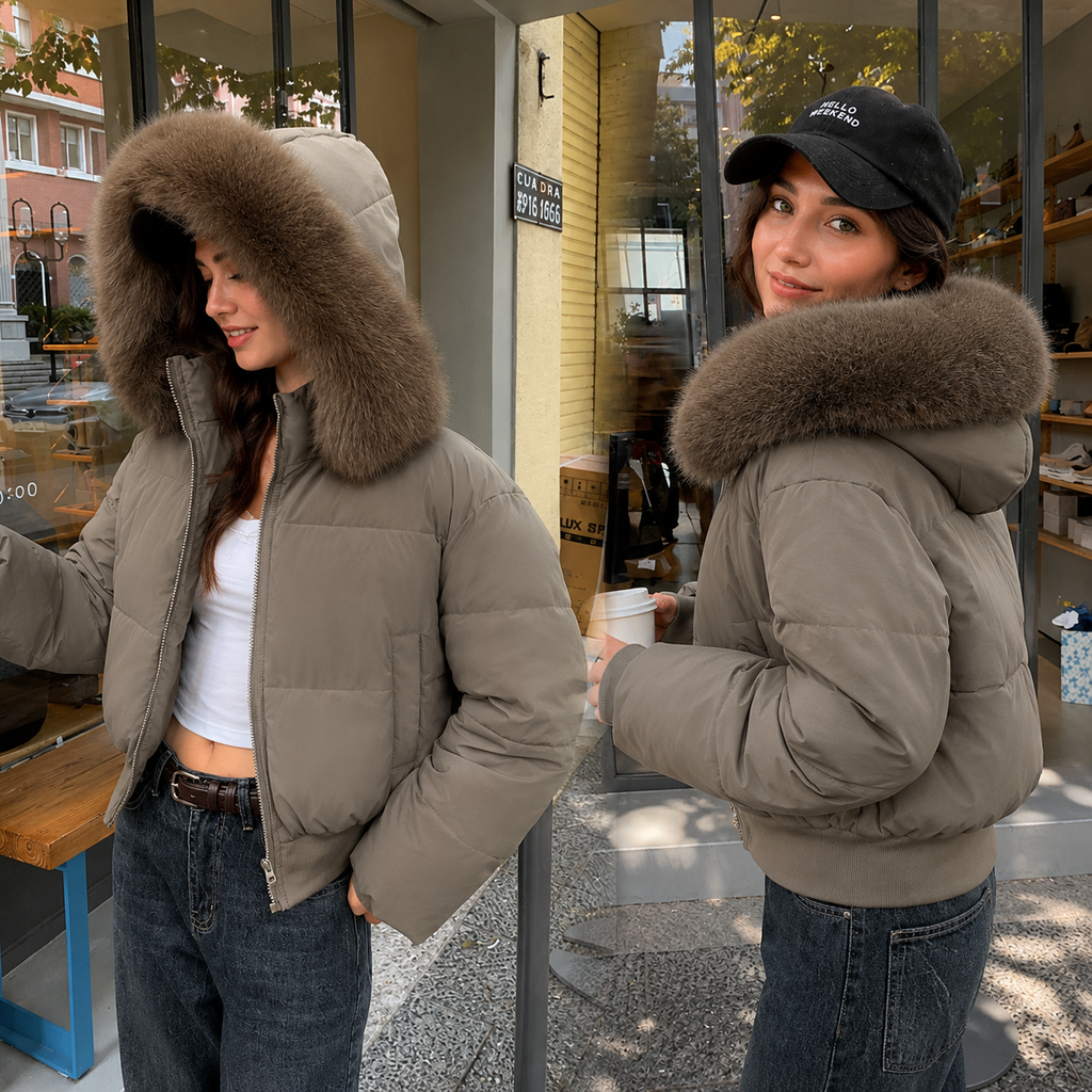 Bianca - Chaqueta acolchada con capucha desmontable y cuello de pelo sintético