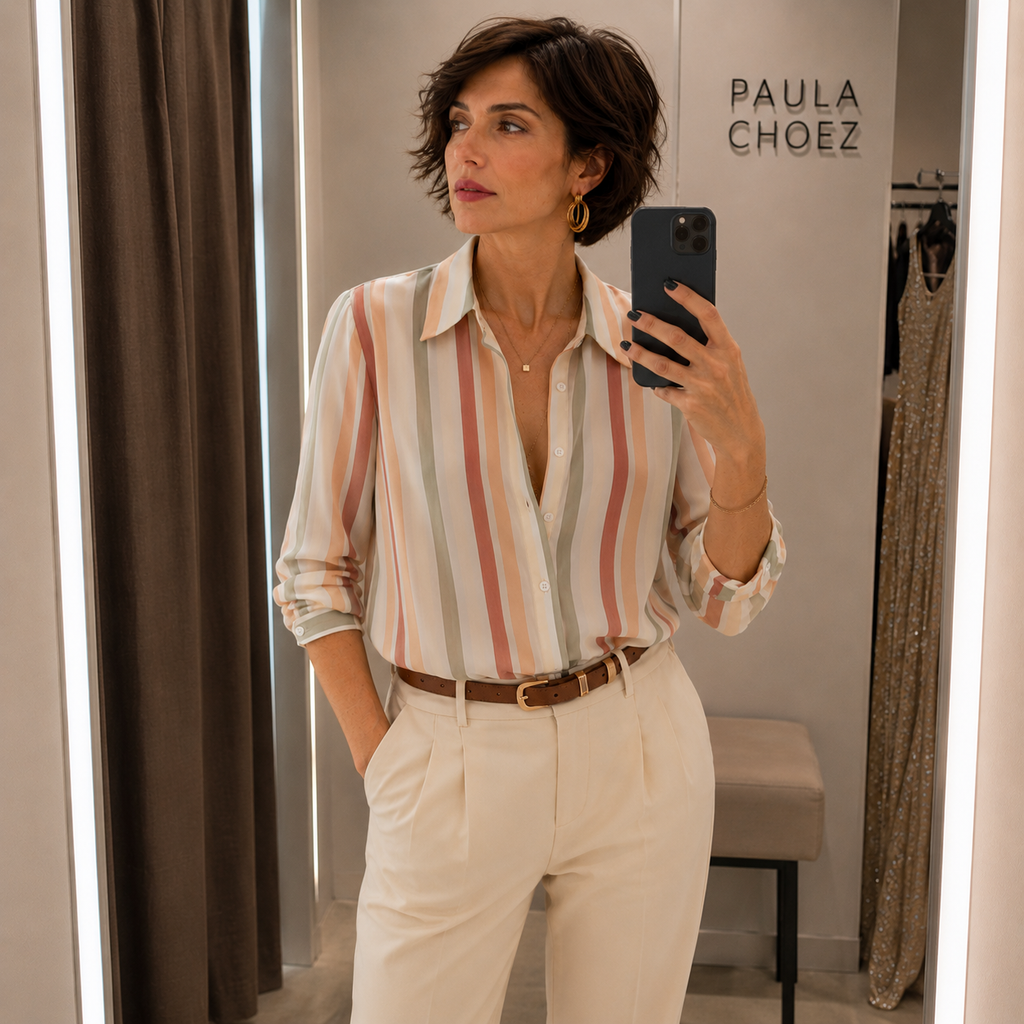 Abril - Blusa de rayas elástica