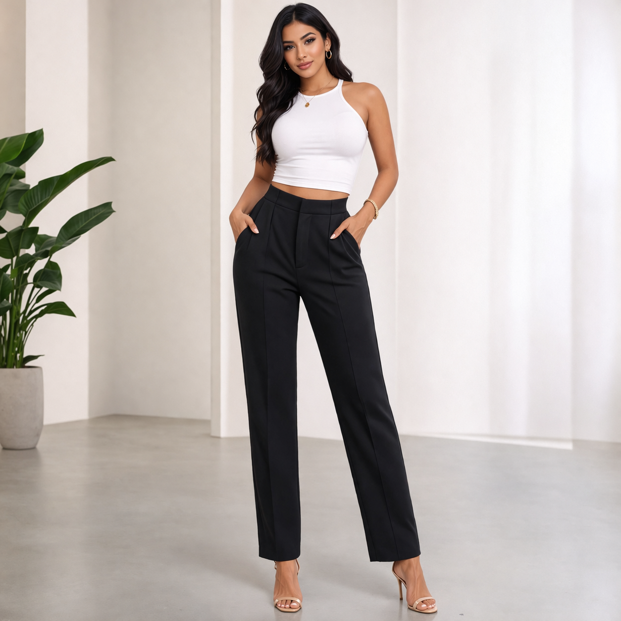 Luisa - Pantalón Recto de Tiro Alto